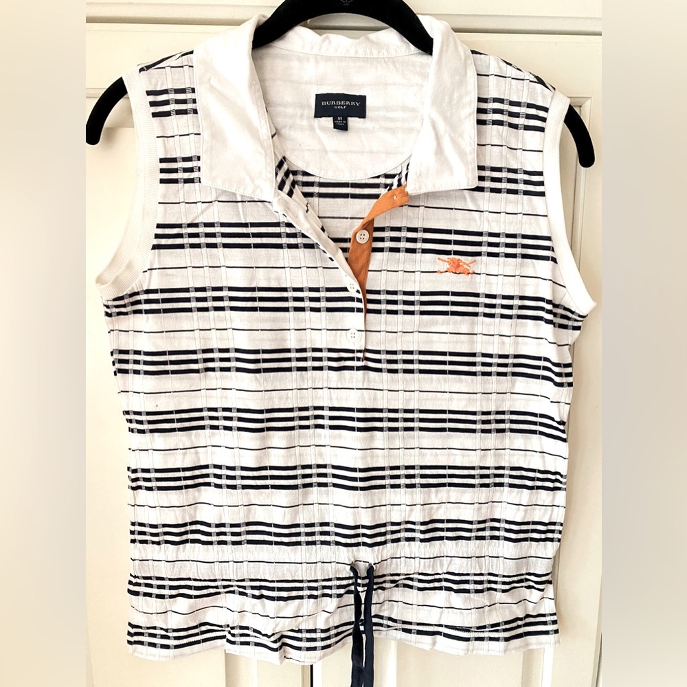 Burberry stripes Tank top Golf Sleeveless Collar white black pullover EU M US S
